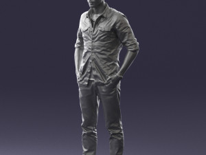man in plaid shirt 0342 3d print ready 3D-printmodel