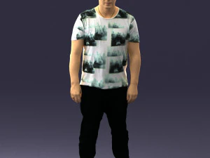 wide man in shirt 0343 3D Model