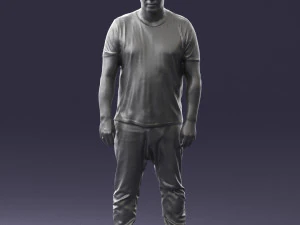 wide man in shirt 0343 3D Model