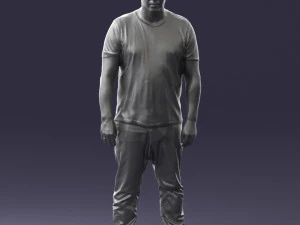 wide man in shirt 0343 3D Model