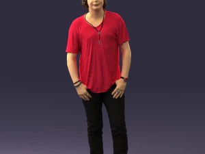 man in pink t-shirt 044 3D Model