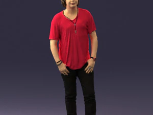 man in pink t-shirt 044 3D Model