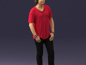 man in pink t-shirt 044 3D Model