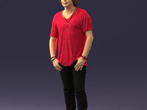 man in pink t-shirt 044 3D Model