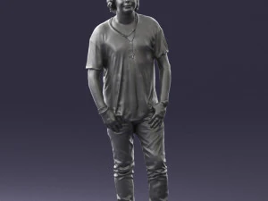 man in pink t-shirt 044 3D Model