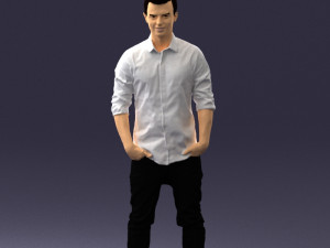 man in white shirt 0345 Model 3D
