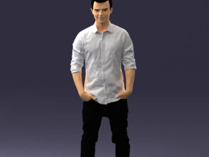 чоловік у білій сорочці 0345 3D Модель