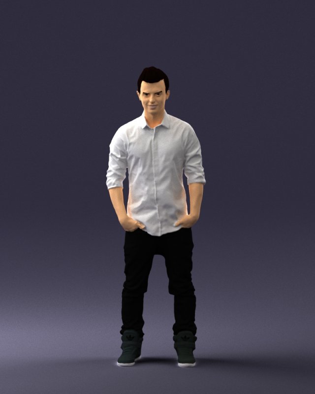 man in white shirt 0345 3d print ready Model Cetak 3D .c4d .max .obj .3ds .fbx .stl .blend 