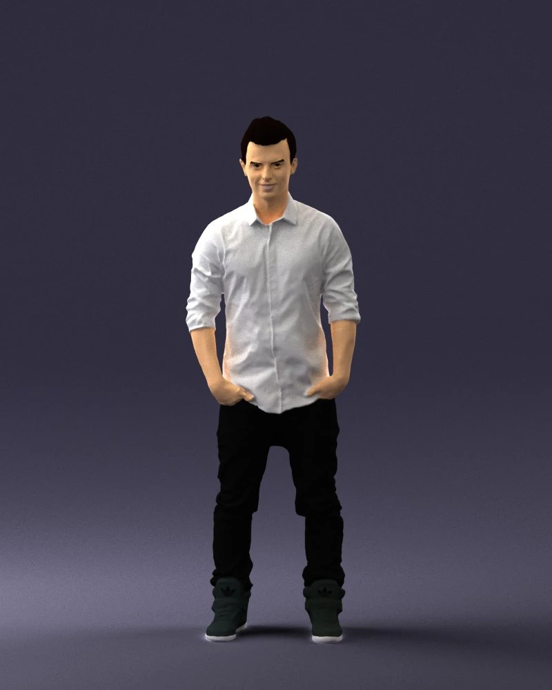 man in white shirt 0345 3d print ready 3D Print Model .c4d .max .obj .3ds .fbx .stl .blend 