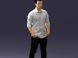 man in white shirt 0345 3d print ready Model Cetak 3D
