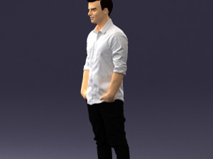 man in white shirt 0345 3d print ready Model Cetak 3D