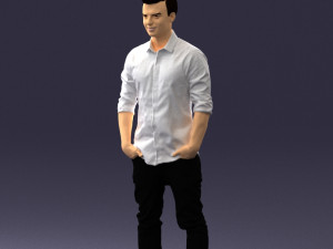 man in white shirt 0345 3d print ready Model Cetak 3D