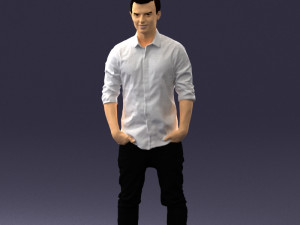 man in white shirt 0345 3d print ready Model Cetak 3D