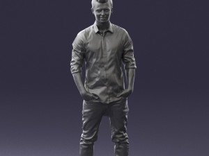 man in white shirt 0345 3d print ready Model Cetak 3D