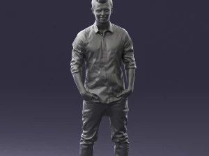 man in white shirt 0345 3d print ready 3D Print Model