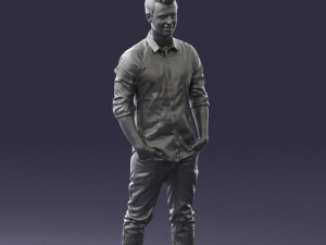 man in white shirt 0345 3d print ready Model Cetak 3D