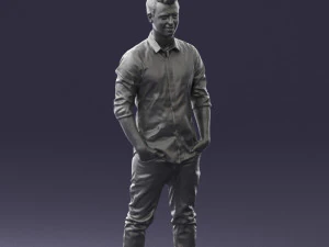 man in white shirt 0345 3d print ready 3D Print Model