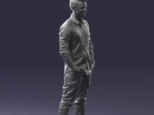 man in white shirt 0345 3d print ready Model Cetak 3D