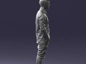 man in white shirt 0345 3d print ready Model Cetak 3D