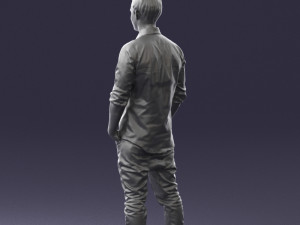 man in white shirt 0345 3d print ready Model Cetak 3D