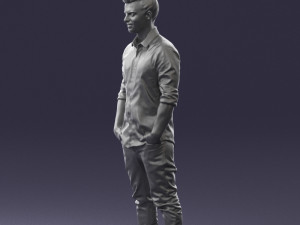 man in white shirt 0345 3d print ready Model Cetak 3D