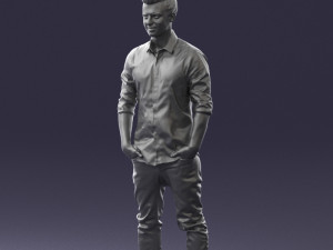 man in white shirt 0345 3d print ready Model Cetak 3D