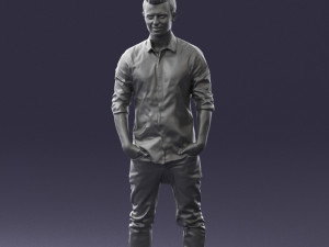 man in white shirt 0345 3d print ready Model Cetak 3D