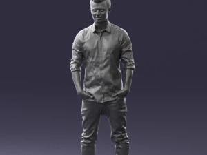 man in white shirt 0345 3d print ready 3D Print Model