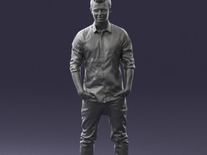 man in white shirt 0345 3d print ready Model Cetak 3D