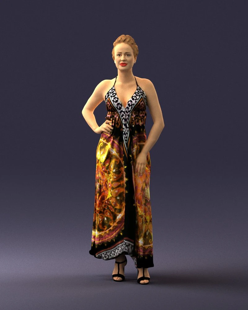 woman in dress 0299 3D Model .c4d .max .obj .3ds .fbx .stl .blend 