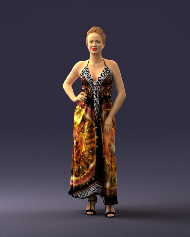 woman in dress 0299 3d print ready 3Dプリントモデル .c4d .max .obj .3ds .fbx .stl .blend 