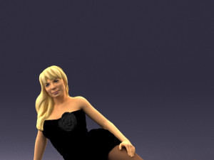 woman in black dress 0304 3D-Modell