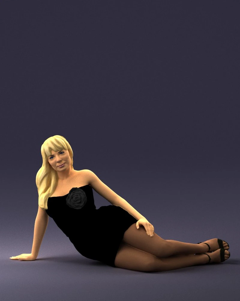 woman in black dress 0304 3d print ready 3D Print Model .c4d .max .obj .3ds .fbx .stl .blend 