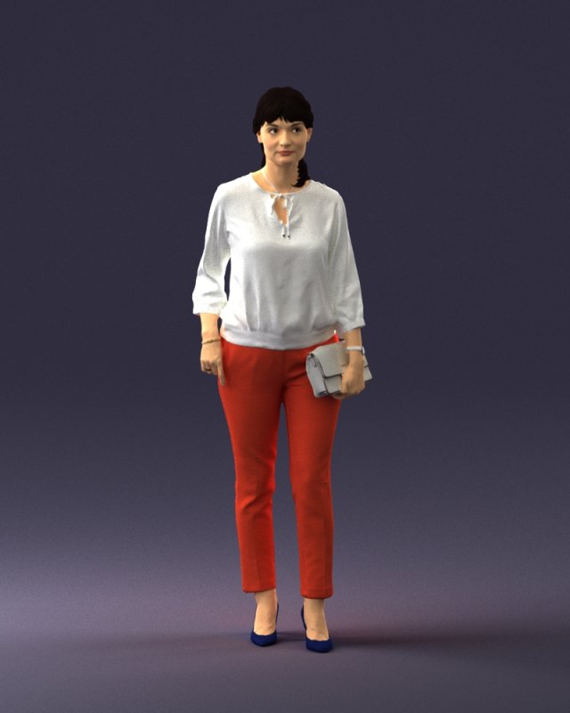 woman in orange pants 0305 3D Model .c4d .max .obj .3ds .fbx .stl .blend