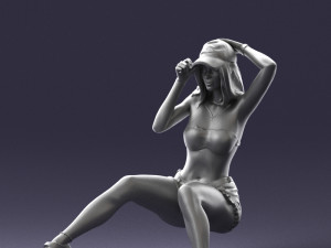 young girl sitting 0307 3d print ready 3D Baskı Modeli