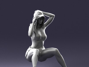 young girl sitting 0307 3d print ready 3D Baskı Modeli