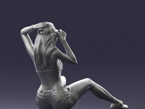 young girl sitting 0307 3d print ready 3D Baskı Modeli