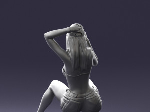young girl sitting 0307 3d print ready 3D Baskı Modeli
