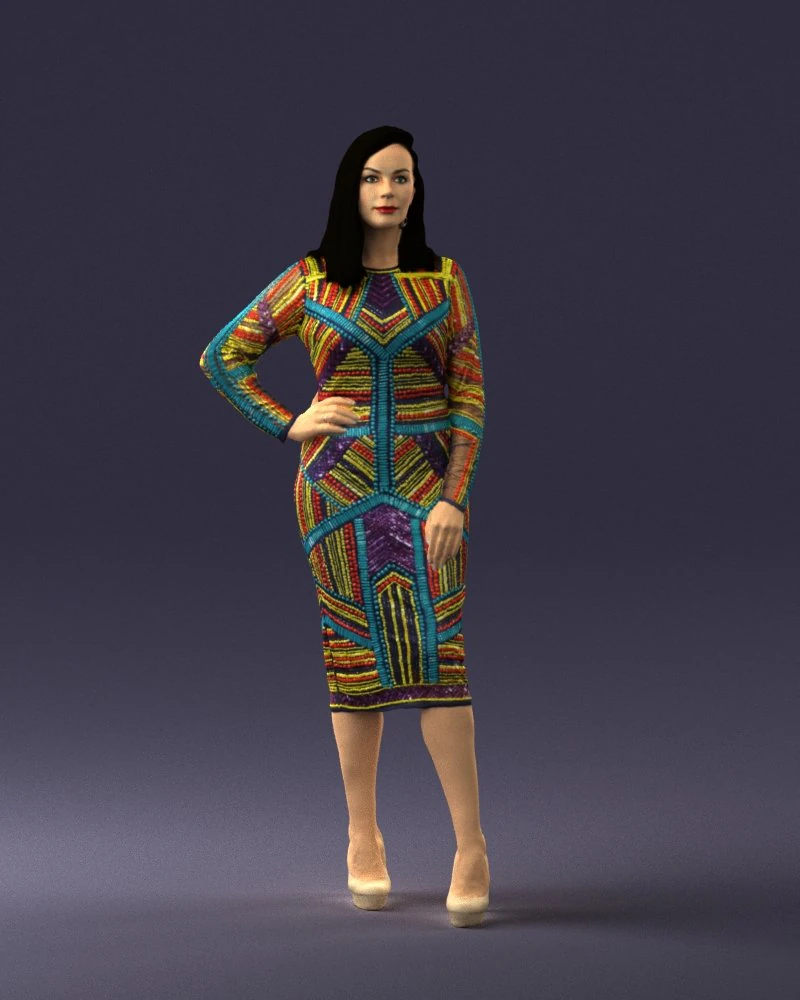 girl in colorful dress 0308 3D Model .c4d .max .obj .3ds .fbx .stl .blend 