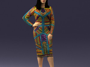 girl in colorful dress 0308 3D Model