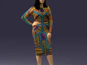 girl in colorful dress 0308 3D Model