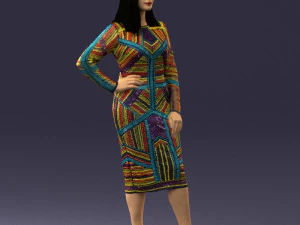 girl in colorful dress 0308 3D Model