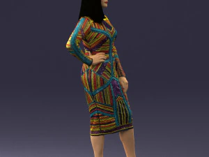 girl in colorful dress 0308 3D Model