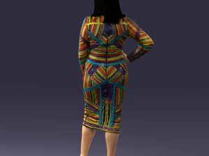 girl in colorful dress 0308 3D Model