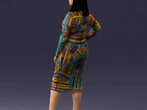 girl in colorful dress 0308 3D Model
