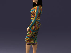 girl in colorful dress 0308 3D Model