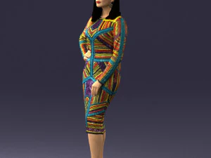 girl in colorful dress 0308 3D Model