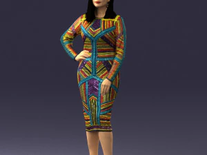 girl in colorful dress 0308 3D Model