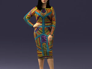 girl in colorful dress 0308 3D Model