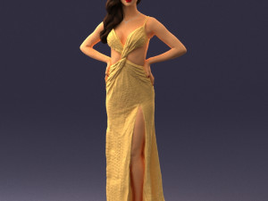 woman in yellow dress 0311 Model 3D
